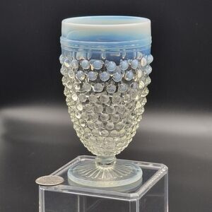 Anchor Hocking Hobnail Moonglass Clear Opalescent Water Goblet Vintage